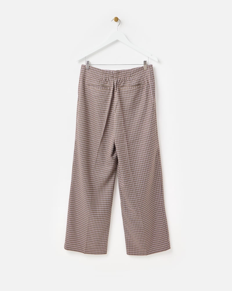 Brown & Pink Checked Wide Leg Trousers