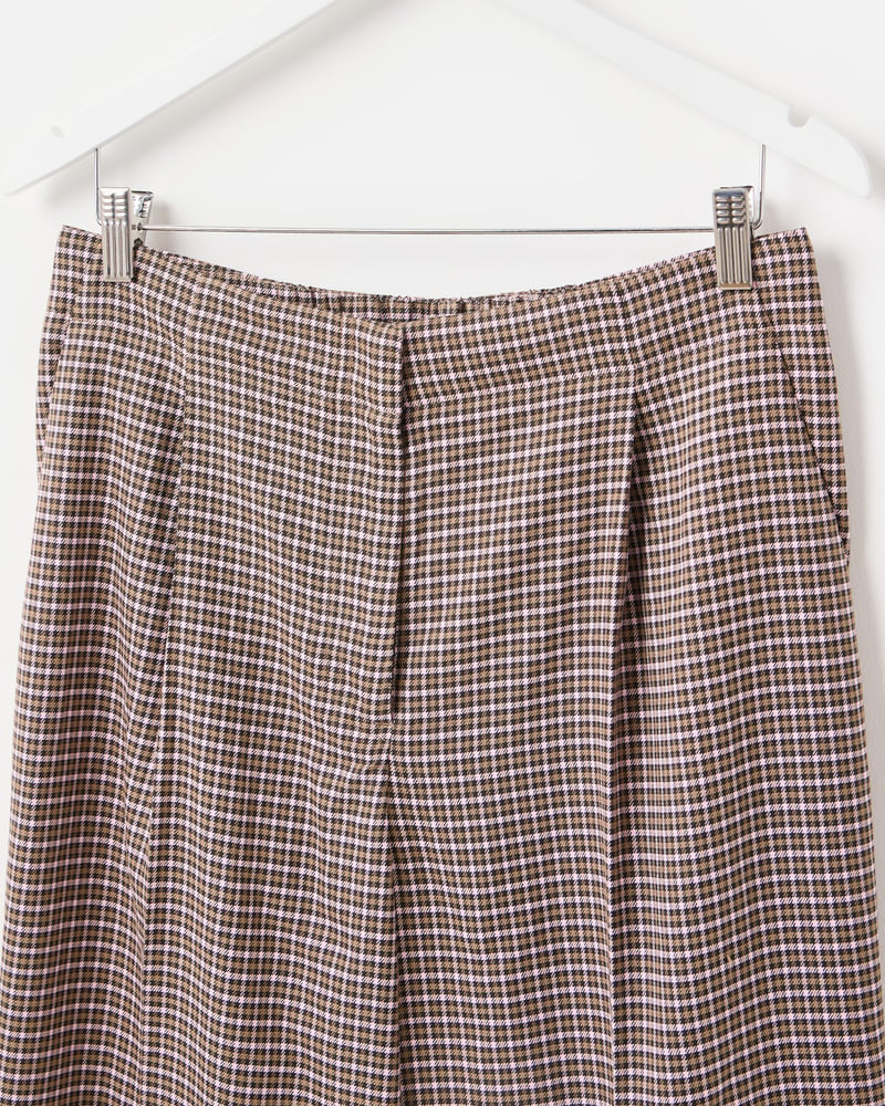 Brown & Pink Checked Wide Leg Trousers