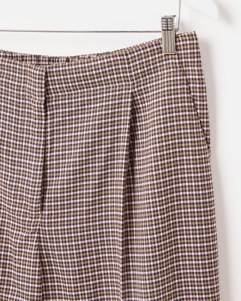 Brown & Pink Checked Wide Leg Trousers