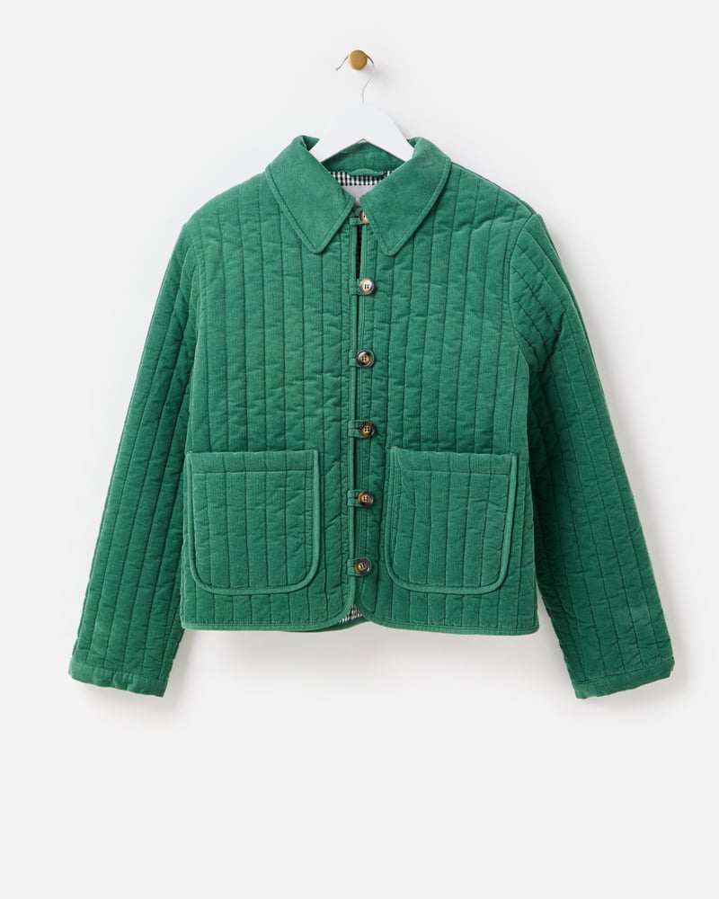 Green Corduroy Quilted Barn Jacket