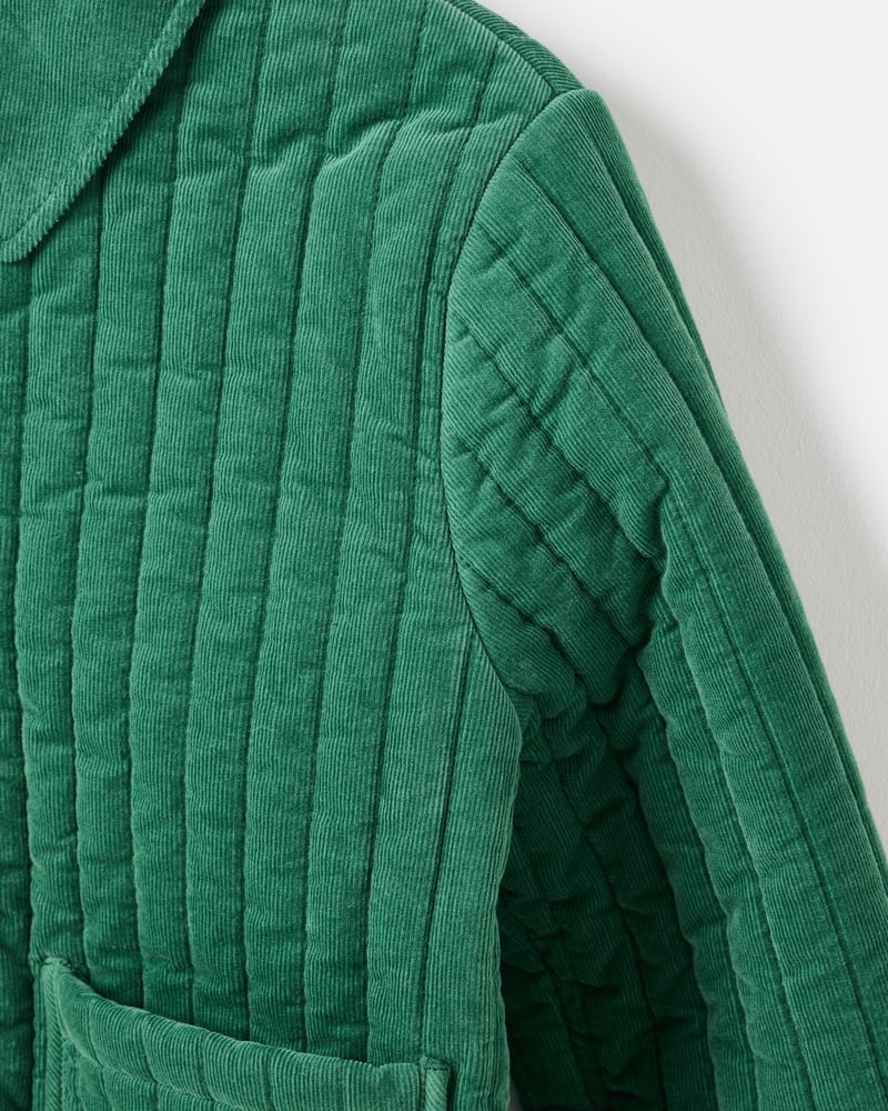 Green Corduroy Quilted Barn Jacket