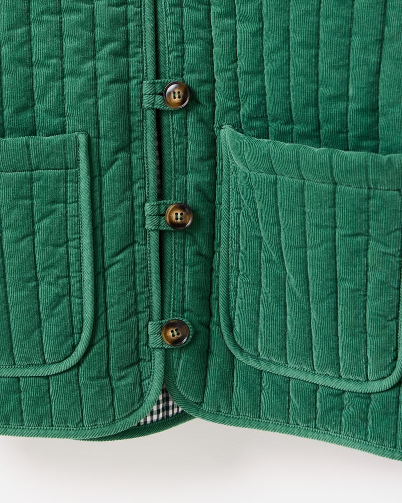 Green Corduroy Quilted Barn Jacket