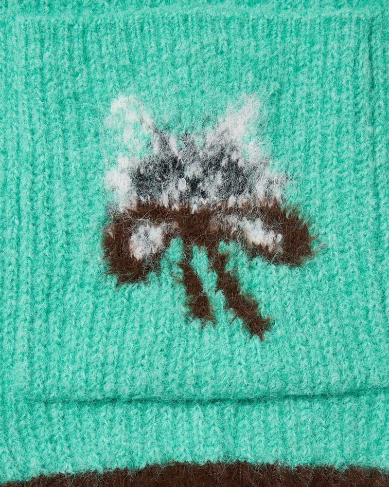 Fluffy Jade Green Cat Pocket Knitted Scarf