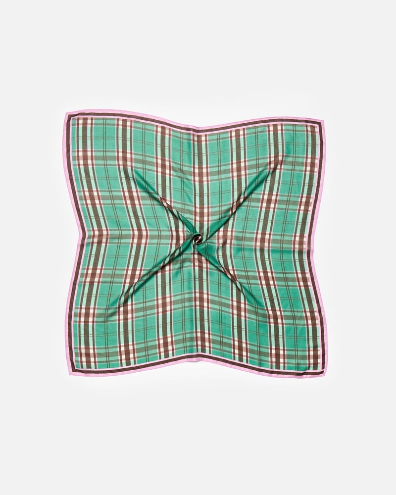Green & Brown Checked Large Square Scarf