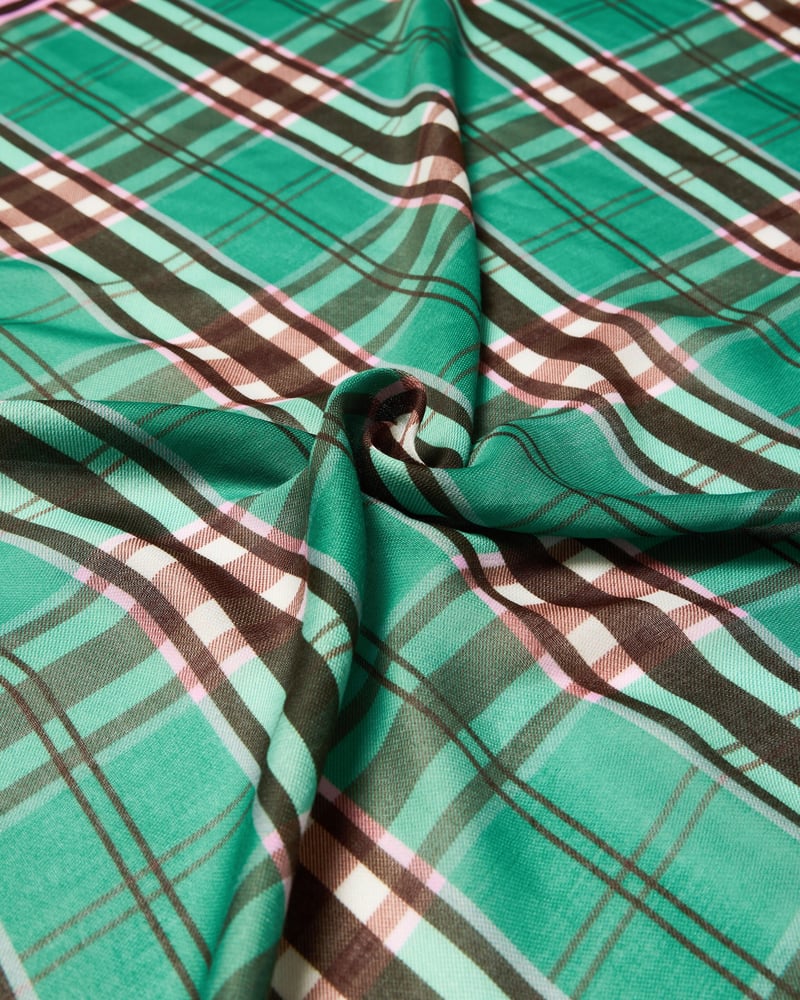 Green & Brown Checked Large Square Scarf