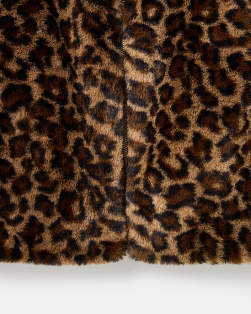Brown Leopard Print Faux Fur Gilet