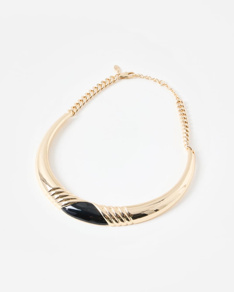 Aldena Black Enamel Chunky Torque Short Necklace