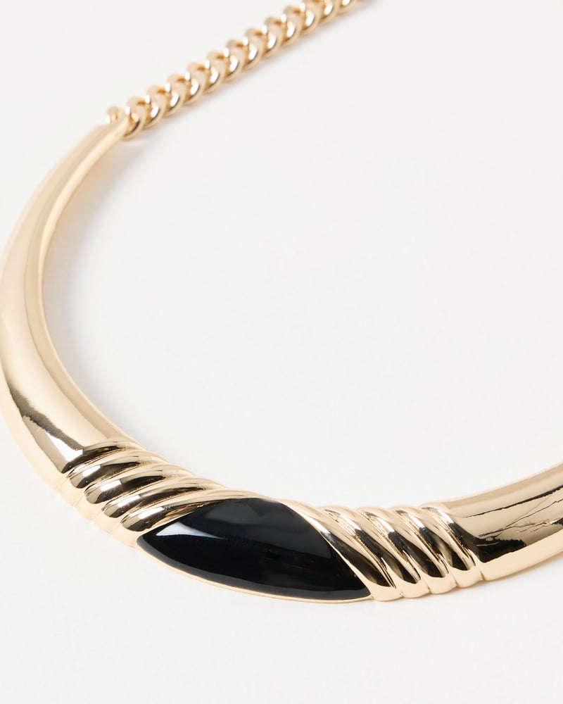 Aldena Black Enamel Chunky Torque Short Necklace