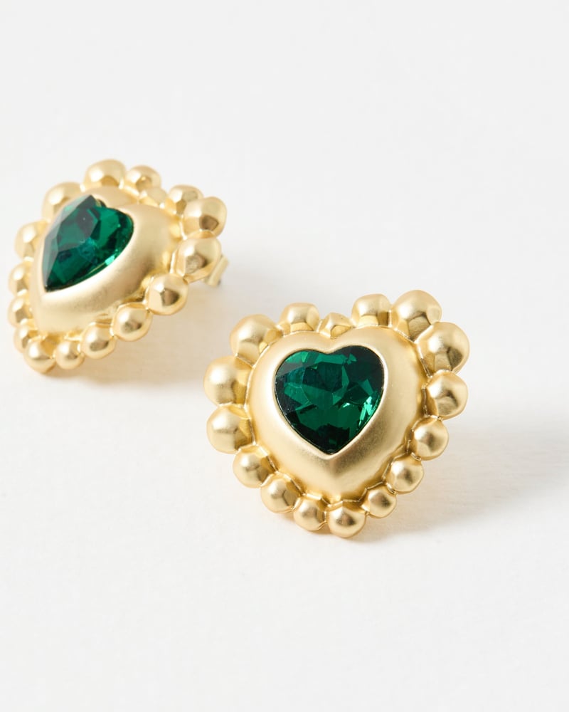 Everly Green Stone Large Heart Stud Earrings