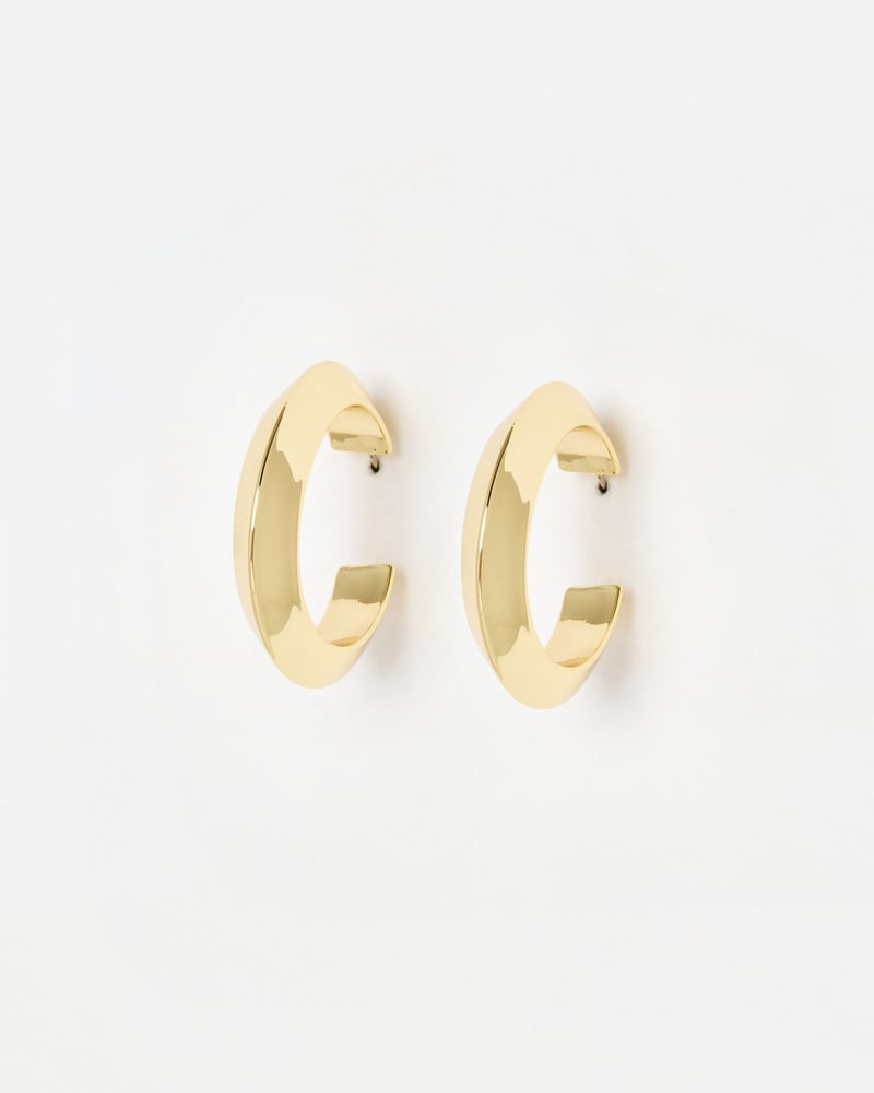 Aninah Shiny Gold Tone Medium Hoop Earrings