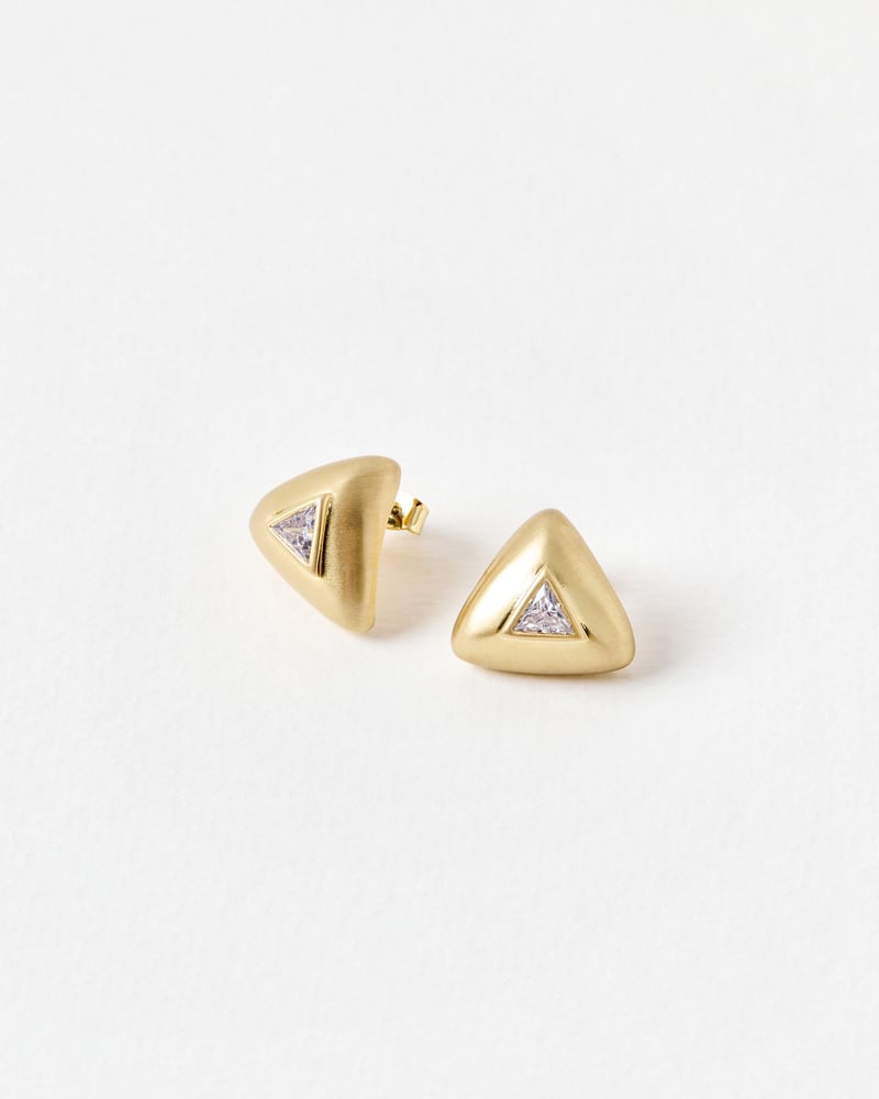 Talise Triangular Gold Tone Stud Earrings