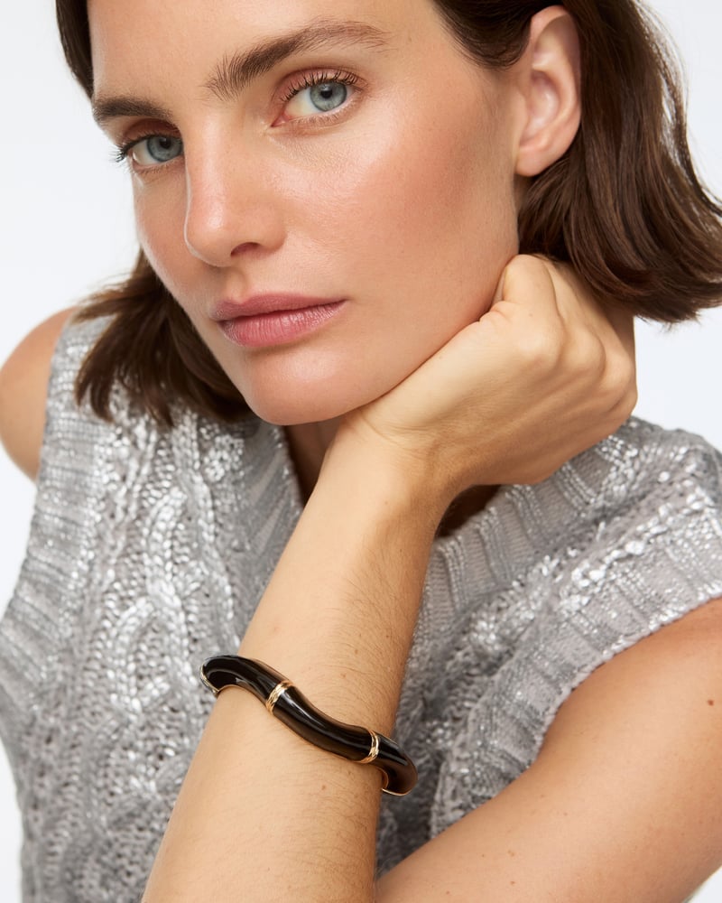 Cali Black Enamel Cuff Bangle