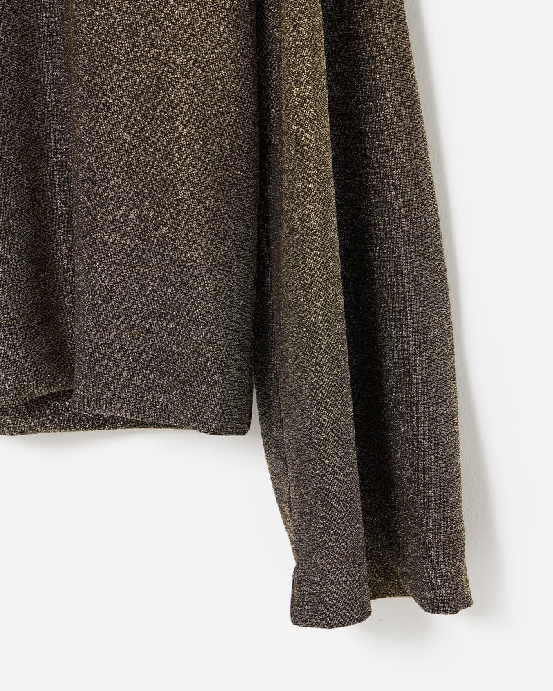 Brown Sparkle Long Sleeve Polo Neck Top