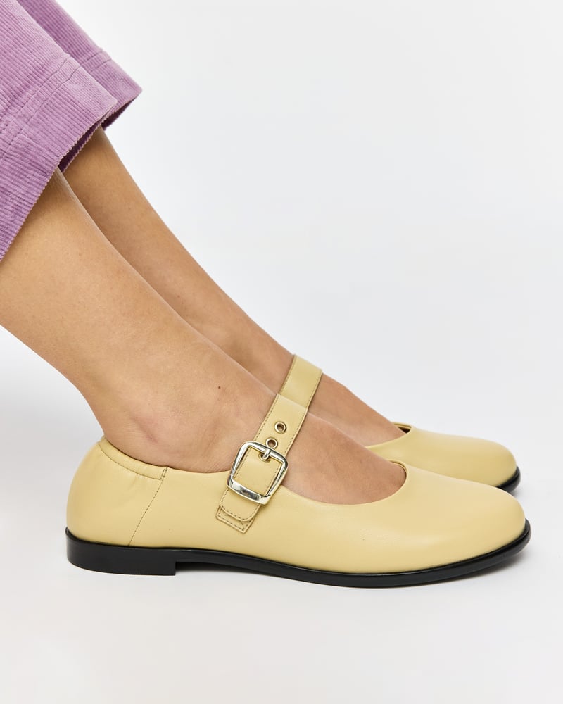 Butter Yellow Leather Mary Janes