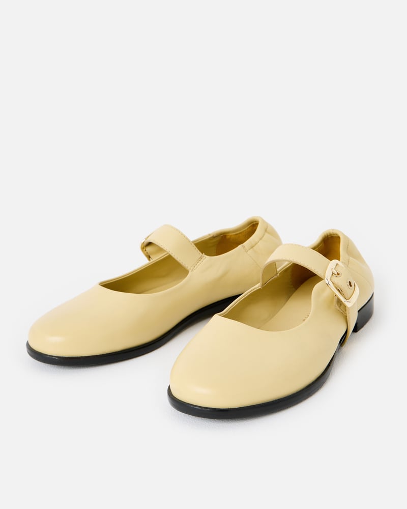Butter Yellow Leather Mary Janes