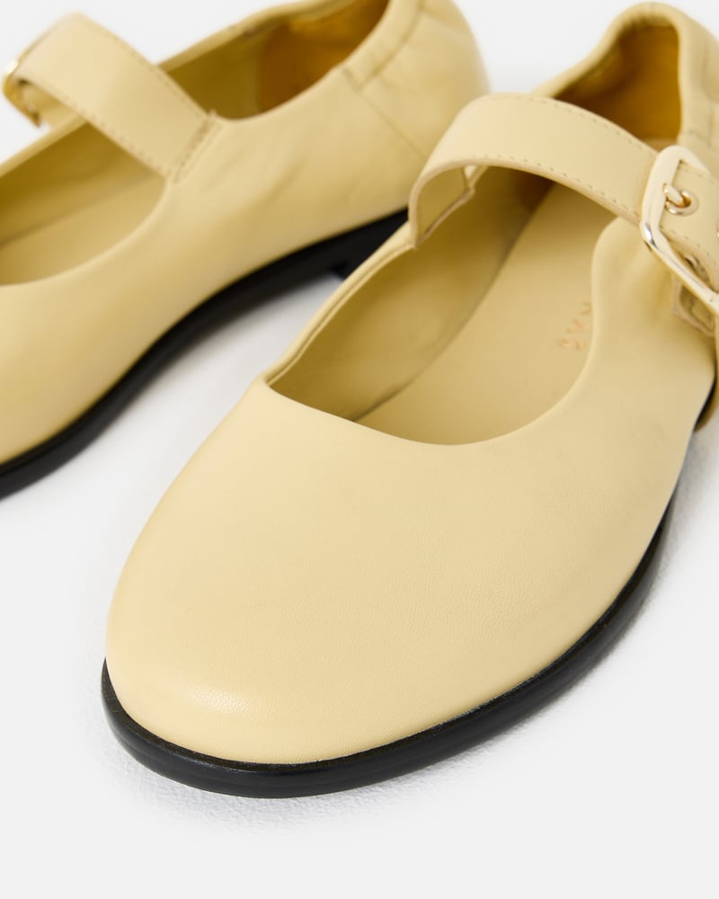 Butter Yellow Leather Mary Janes