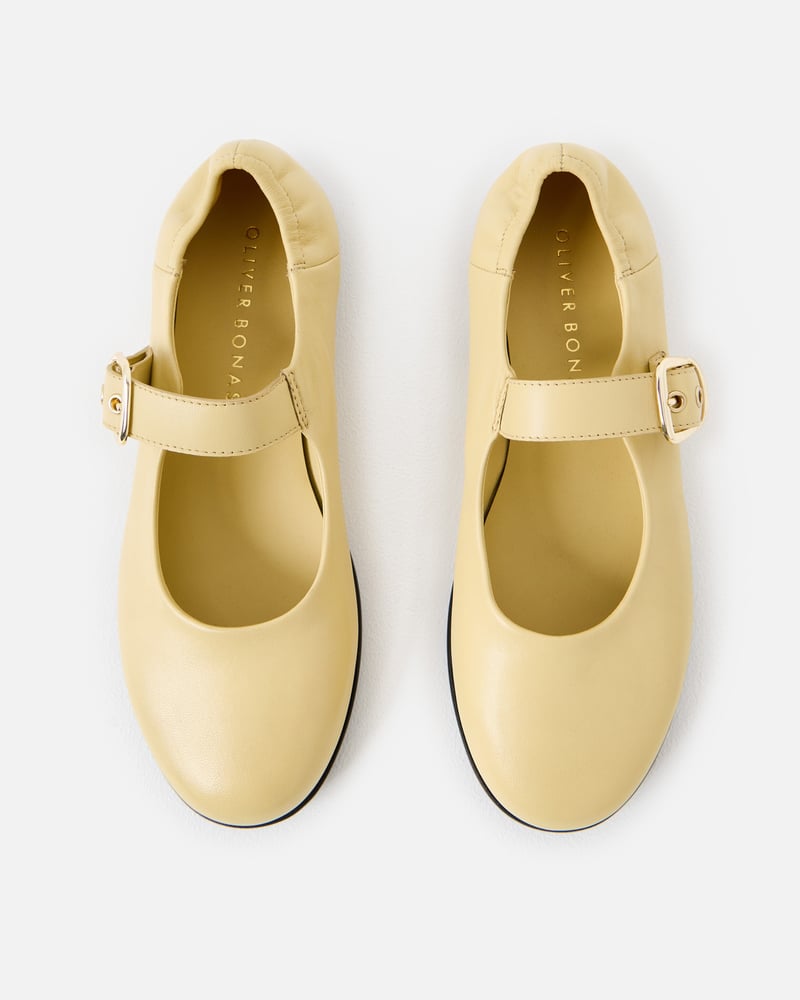 Butter Yellow Leather Mary Janes
