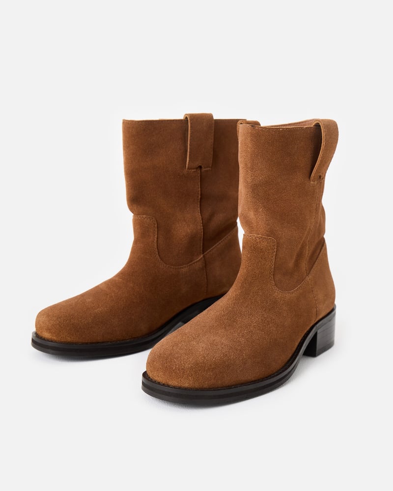 Toffee Brown Suede Pull On Boots