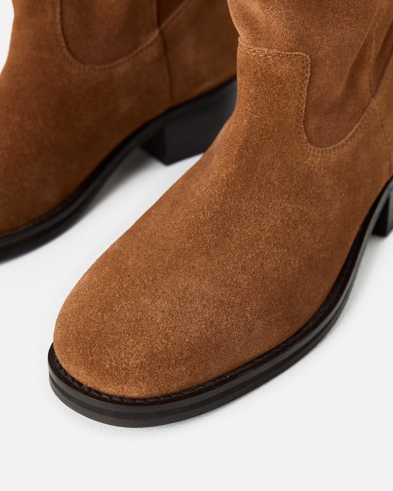 Toffee Brown Suede Pull On Boots