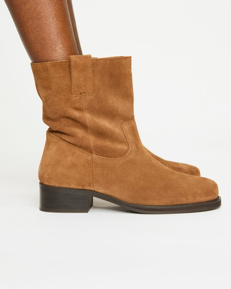 Toffee Brown Suede Pull On Boots