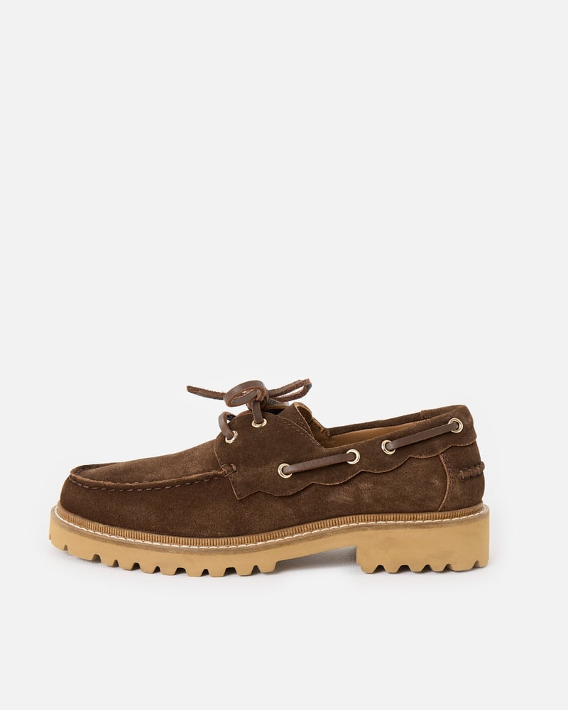 Chocolate Brown Suede Chunky Loafers