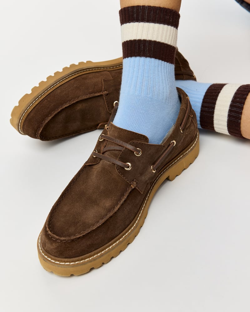 Chocolate Brown Suede Chunky Loafers