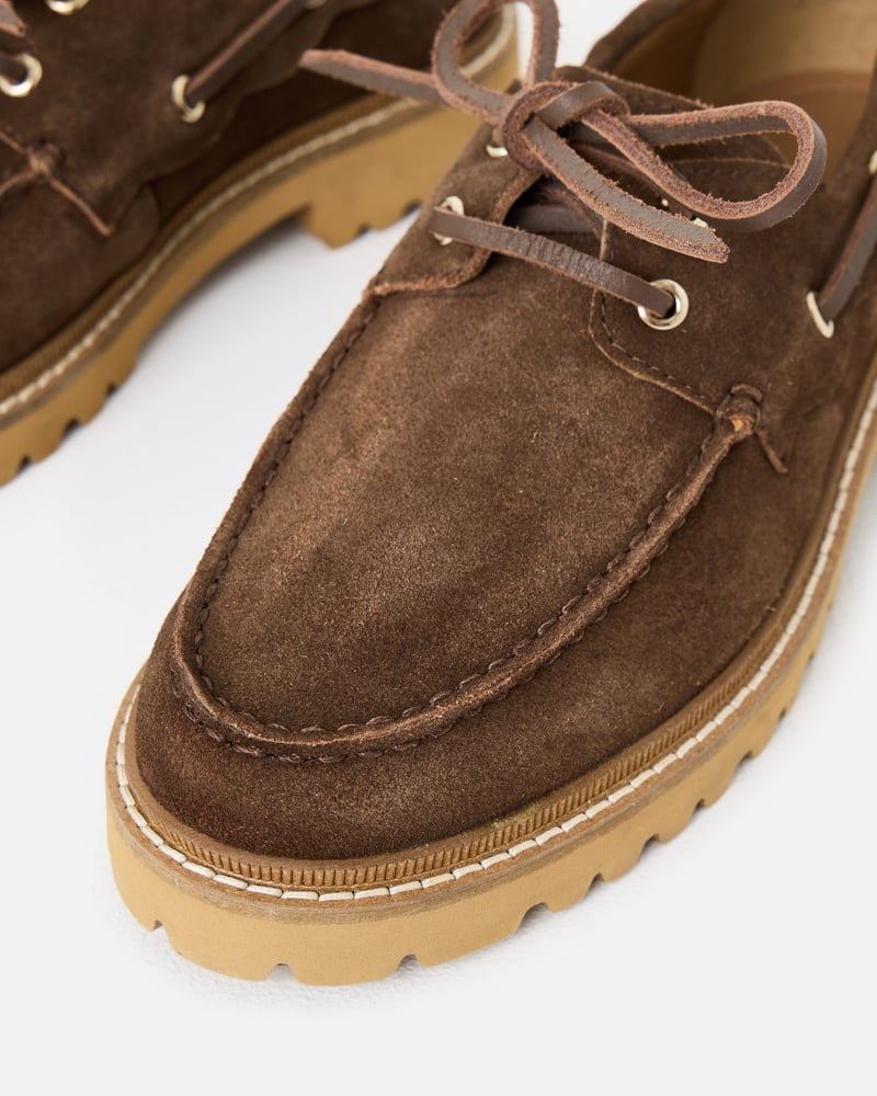 Chocolate Brown Suede Chunky Loafers