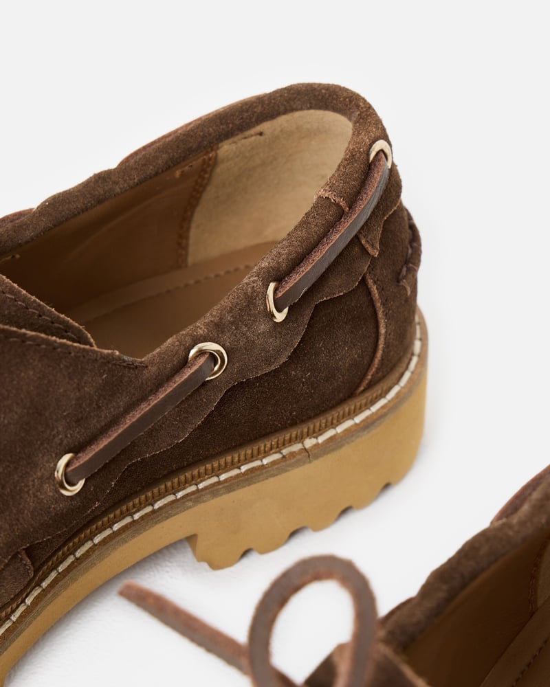 Chocolate Brown Suede Chunky Loafers