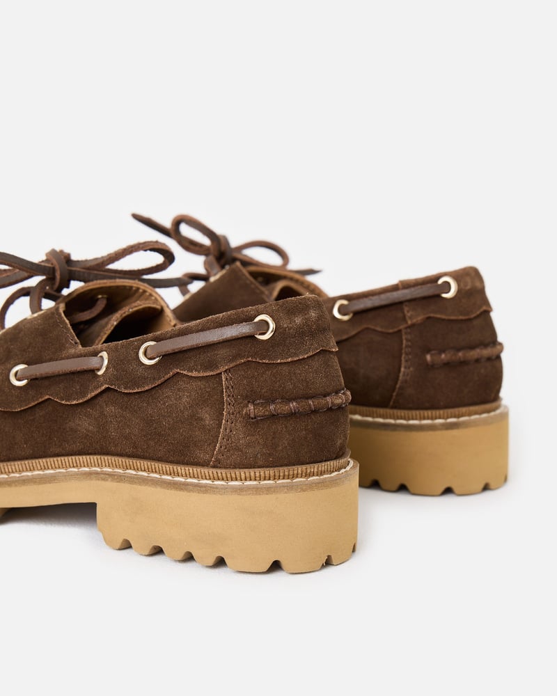 Chocolate Brown Suede Chunky Loafers