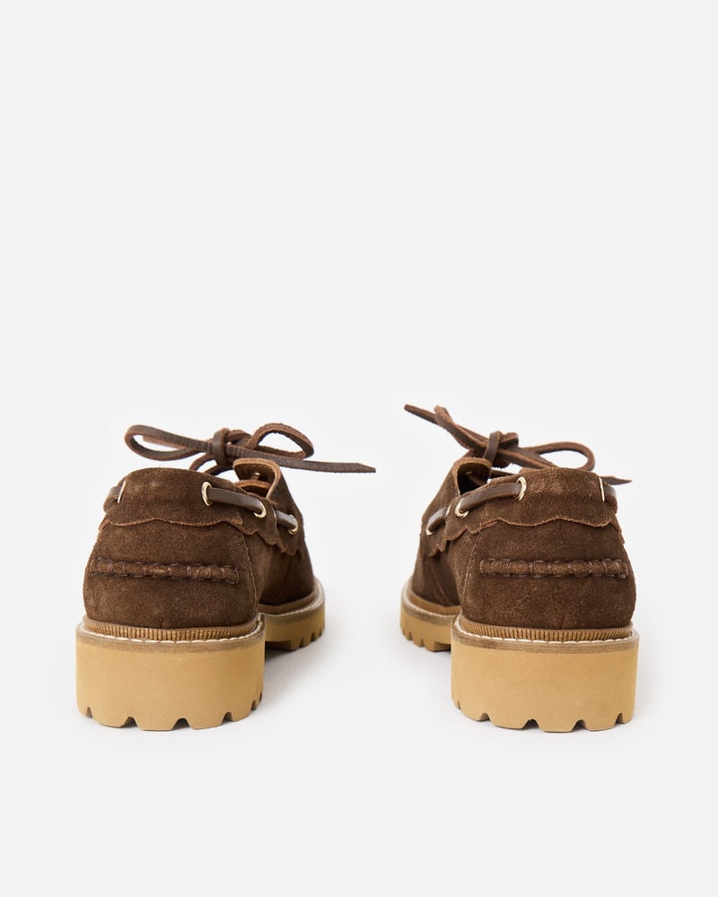Chocolate Brown Suede Chunky Loafers