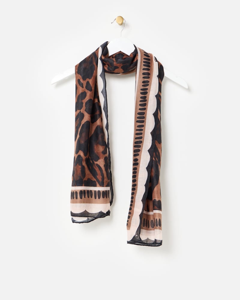 Brown Leopard Print Lightweight Scarf