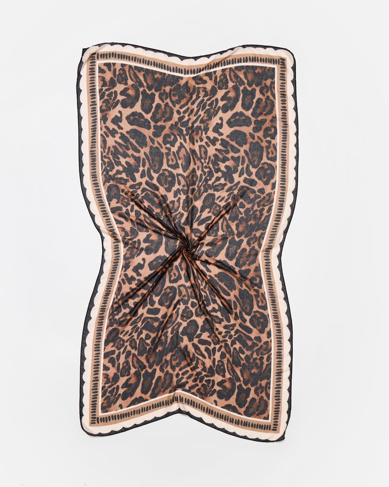 Brown Leopard Print Lightweight Scarf