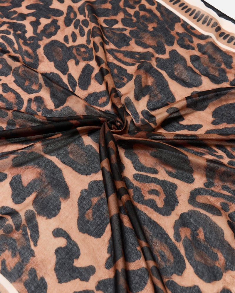 Brown Leopard Print Lightweight Scarf