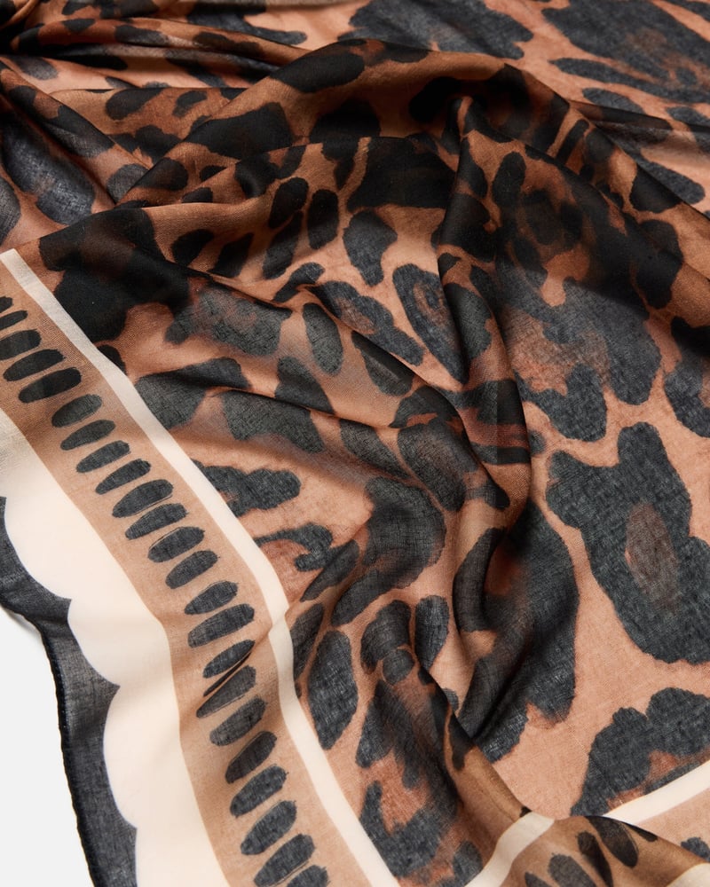 Brown Leopard Print Lightweight Scarf
