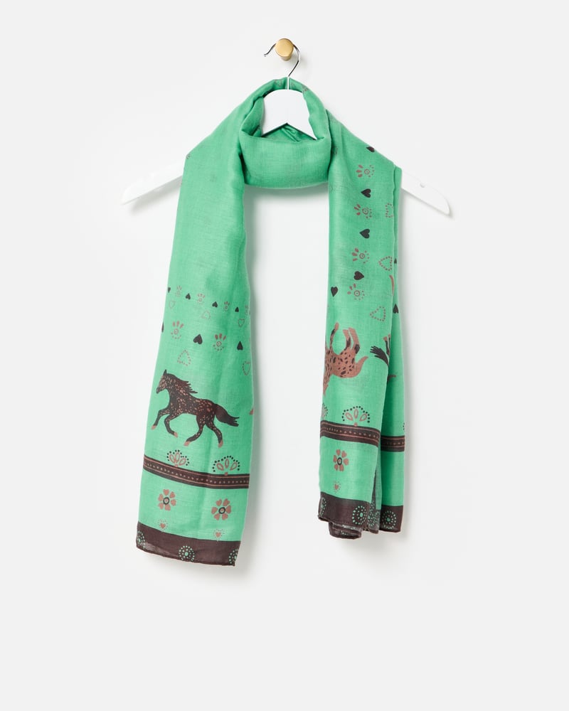 Green Horse Bandana Print Lightweight Scarf