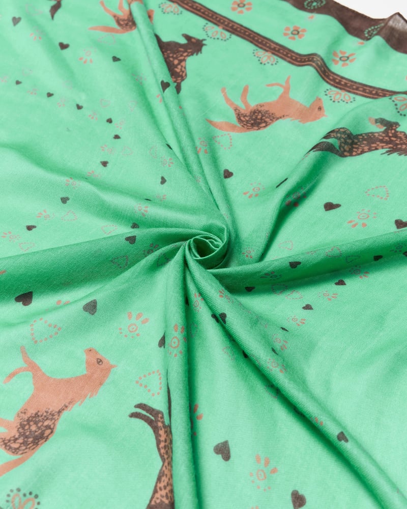 Green Horse Bandana Print Lightweight Scarf