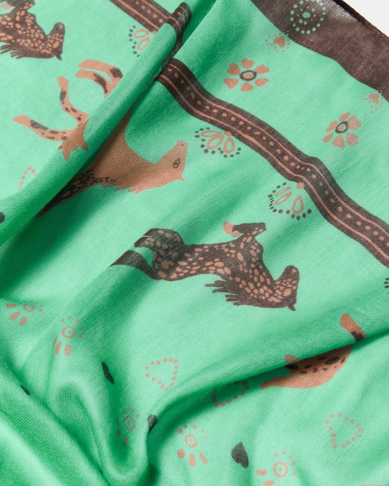 Green Horse Bandana Print Lightweight Scarf