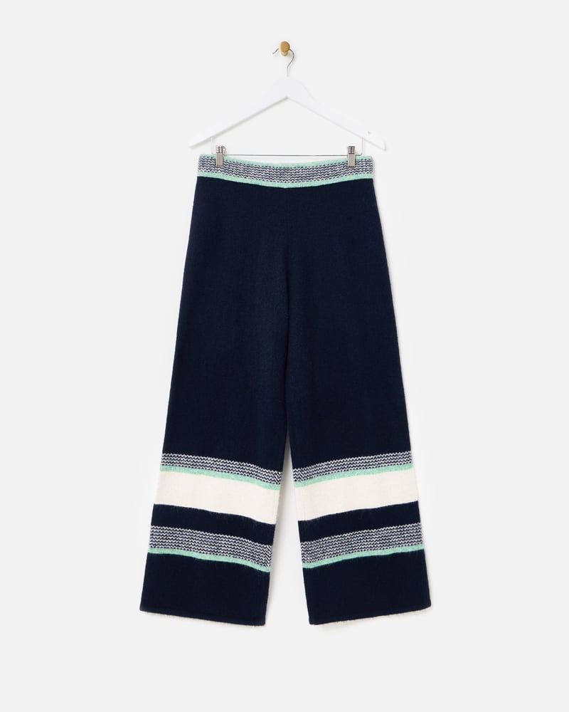 Navy Blue Striped Knitted Trousers