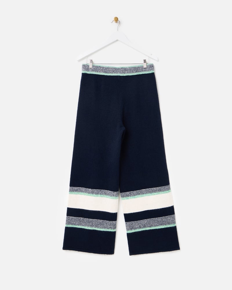 Navy Blue Striped Knitted Trousers