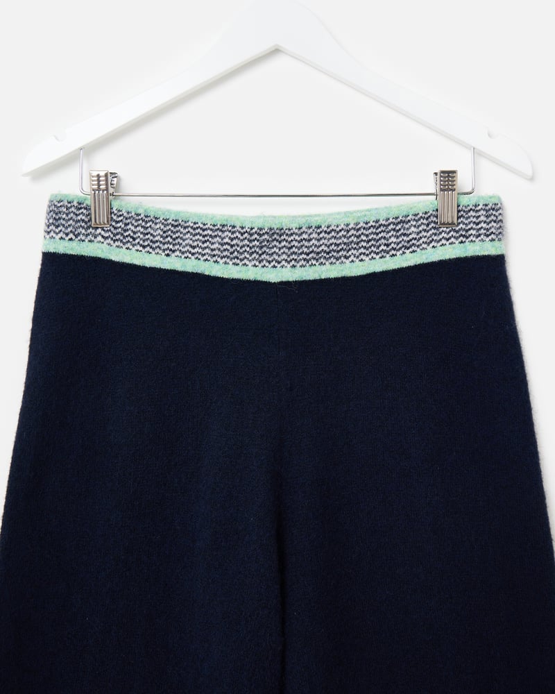 Navy Blue Striped Knitted Trousers