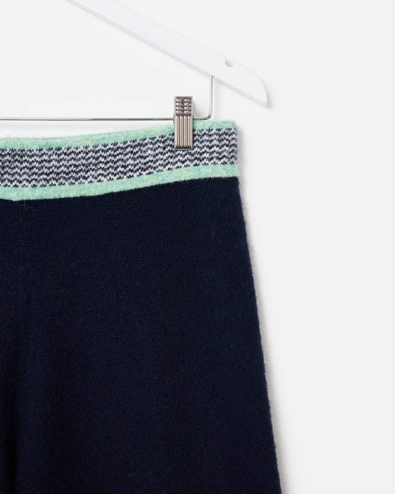 Navy Blue Striped Knitted Trousers