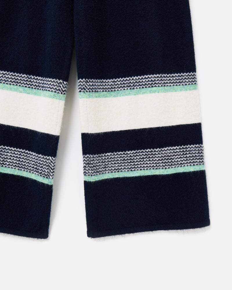 Navy Blue Striped Knitted Trousers