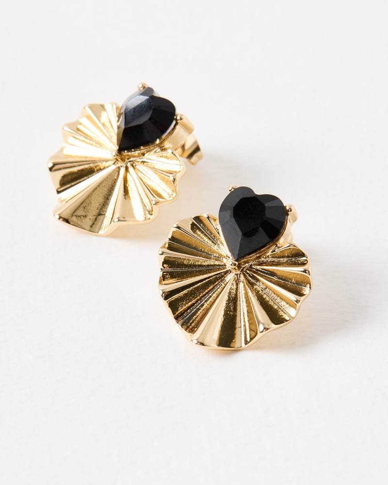 Marlow Stone Large Heart Stud Earrings