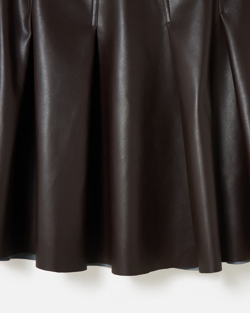 Chocolate Brown Faux Leather Pleated Mini Skirt
