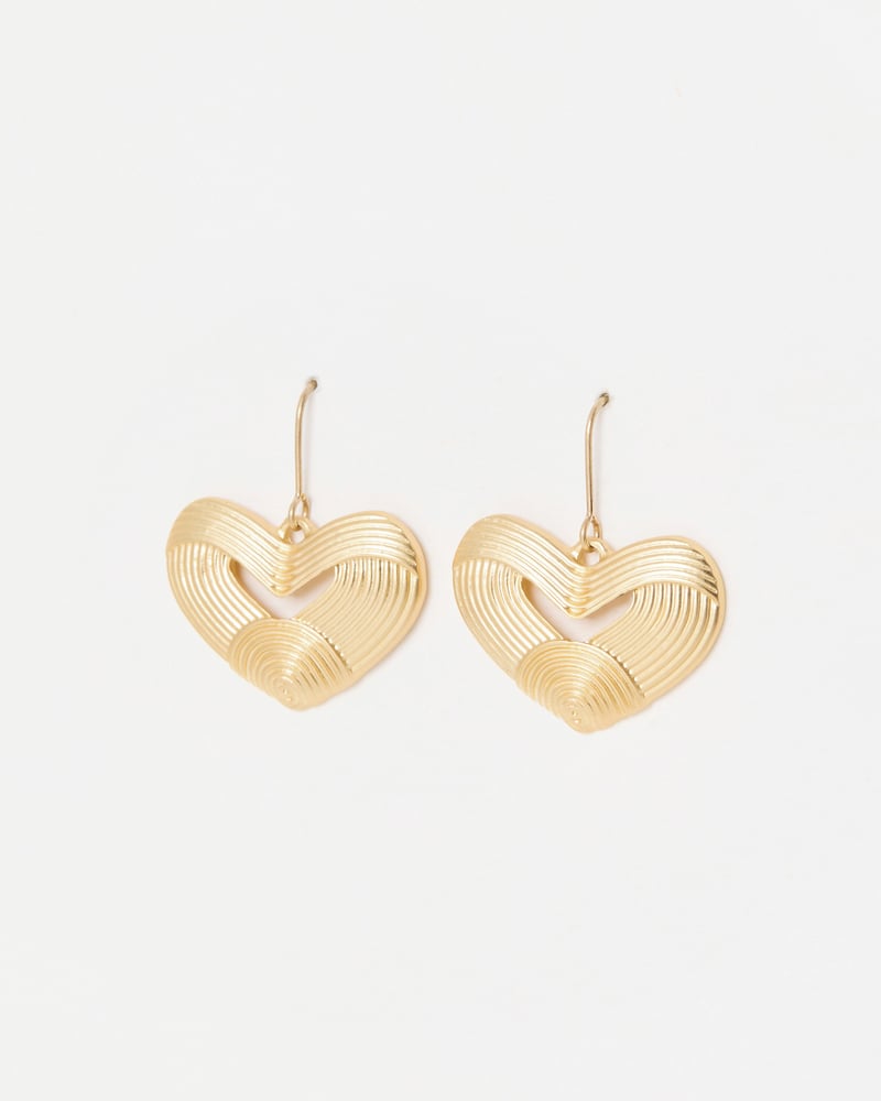 Calliope Line Detail Heart Drop Hook Earrings