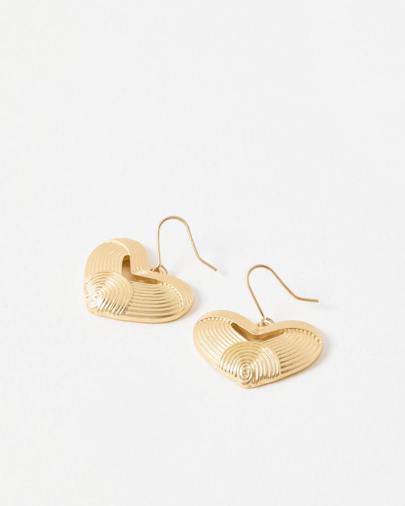 Calliope Line Detail Heart Drop Hook Earrings