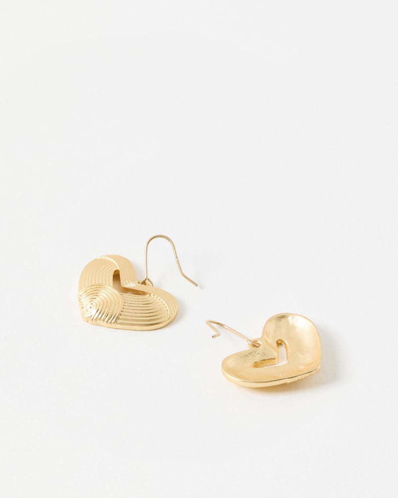 Calliope Line Detail Heart Drop Hook Earrings