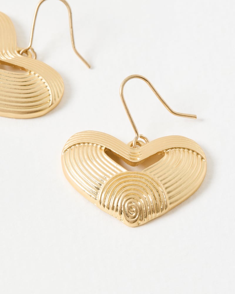 Calliope Line Detail Heart Drop Hook Earrings