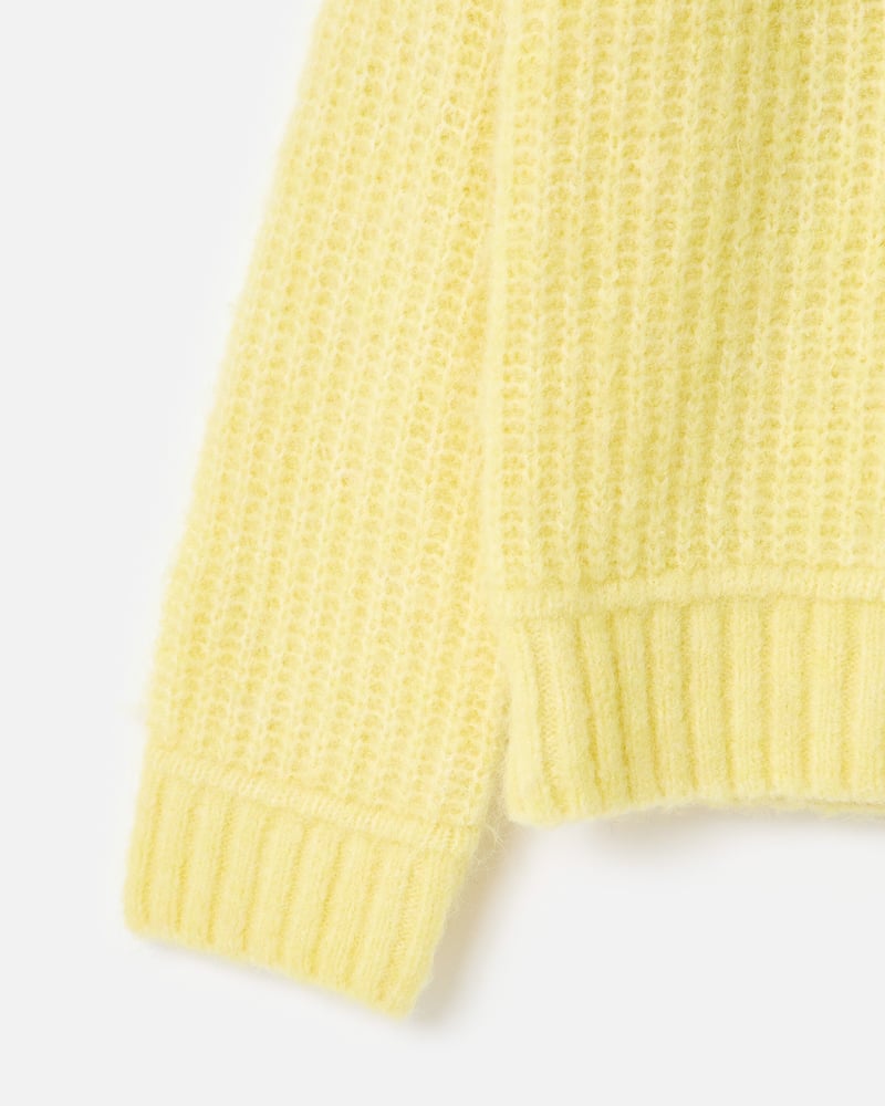 Yellow Button Detail Crew Neck Knitted Jumper