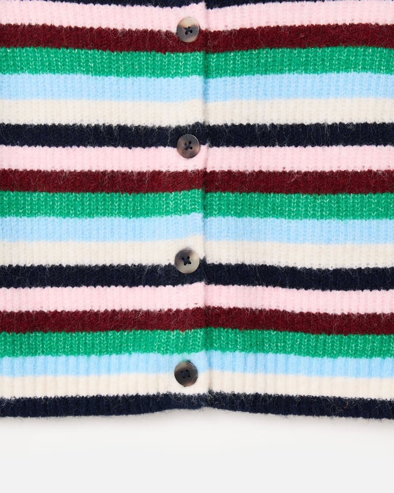 Multicoloured Striped Button Up Knitted Waistcoat
